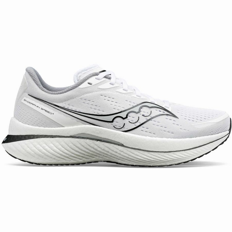 Men\'s Saucony Endorphin Speed 3 Running Shoes White / Black | SG S01865-Q92