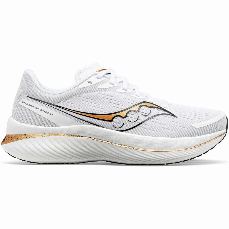 Men\'s Saucony Endorphin Speed 3 Running Shoes White / Gold | SG S76852-X62