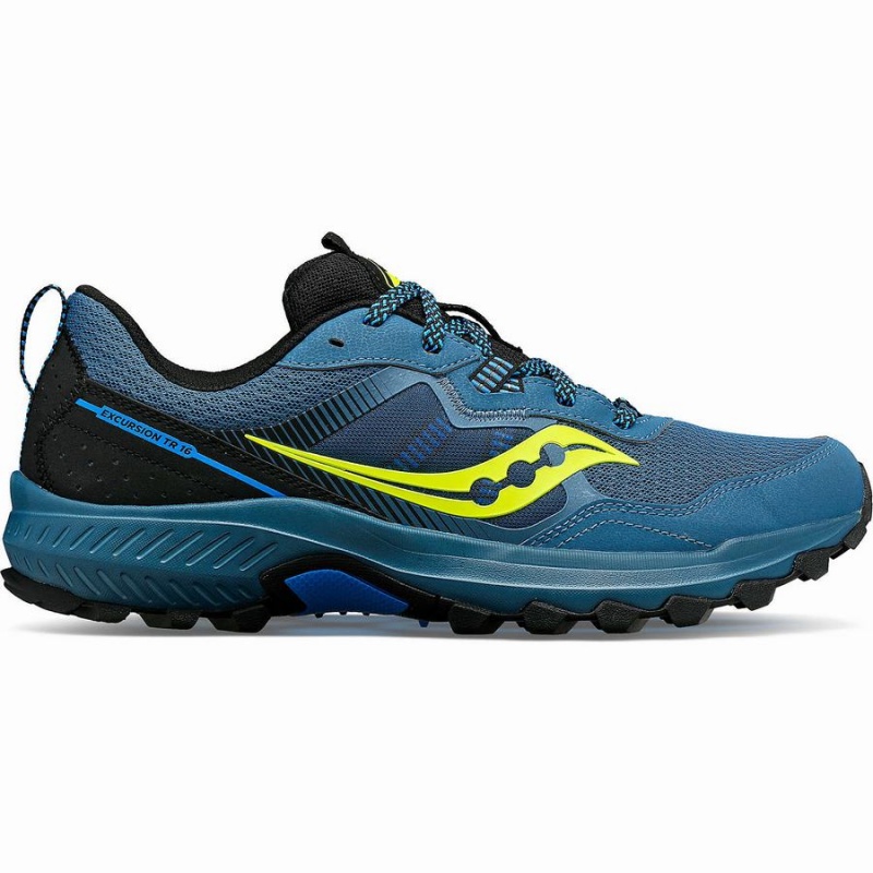 Men\'s Saucony Excursion TR16 Trail Running Shoes Blue / Black | SG S17346-Y92