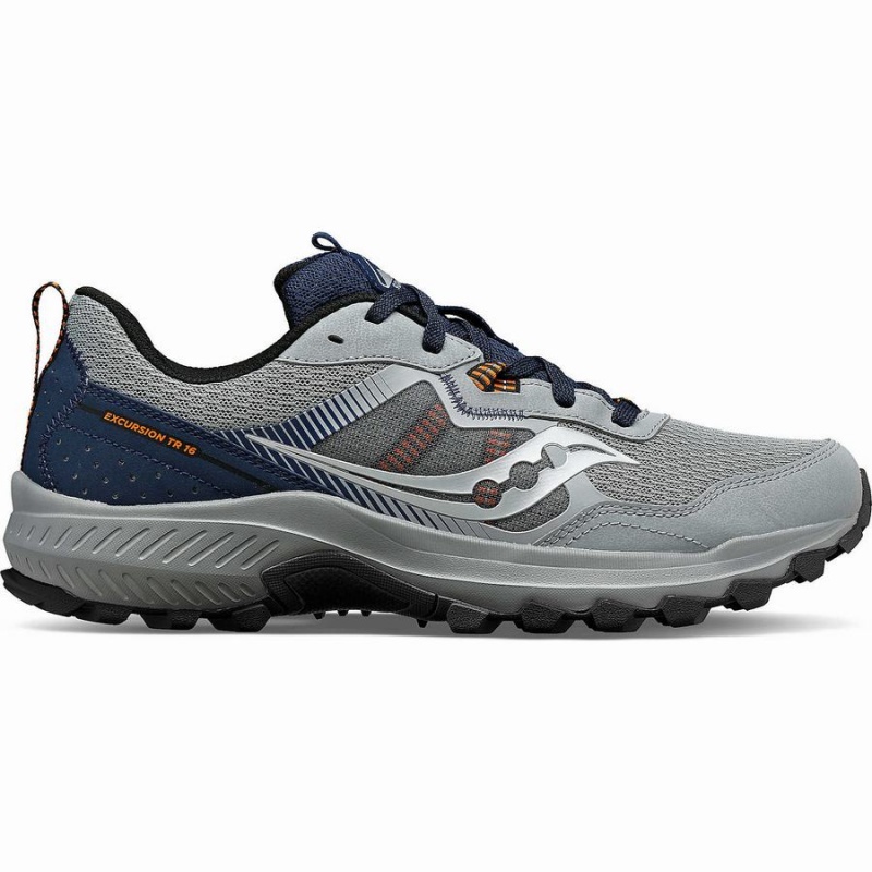 Men\'s Saucony Excursion TR16 Trail Running Shoes Grey / Navy | SG S93502-C62