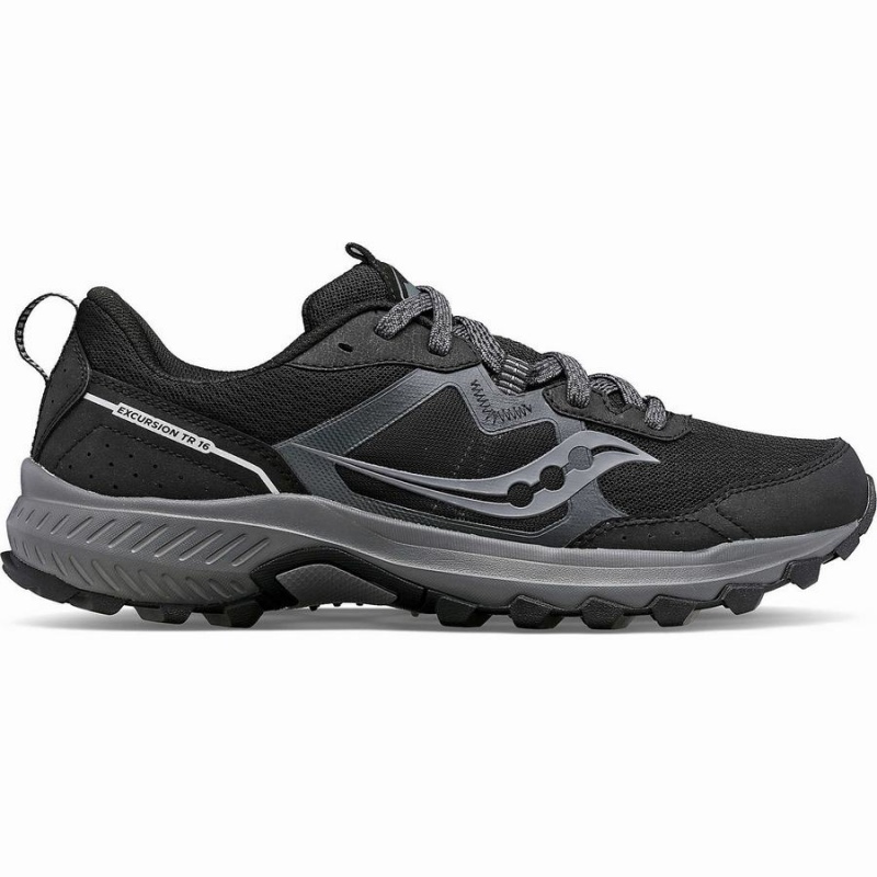 Men\'s Saucony Excursion TR16 Wide Trail Running Shoes Black / Grey | SG S15038-R37