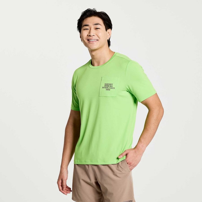 Men\'s Saucony Explorer Short Sleeve T Shirts Green | SG S74325-R26