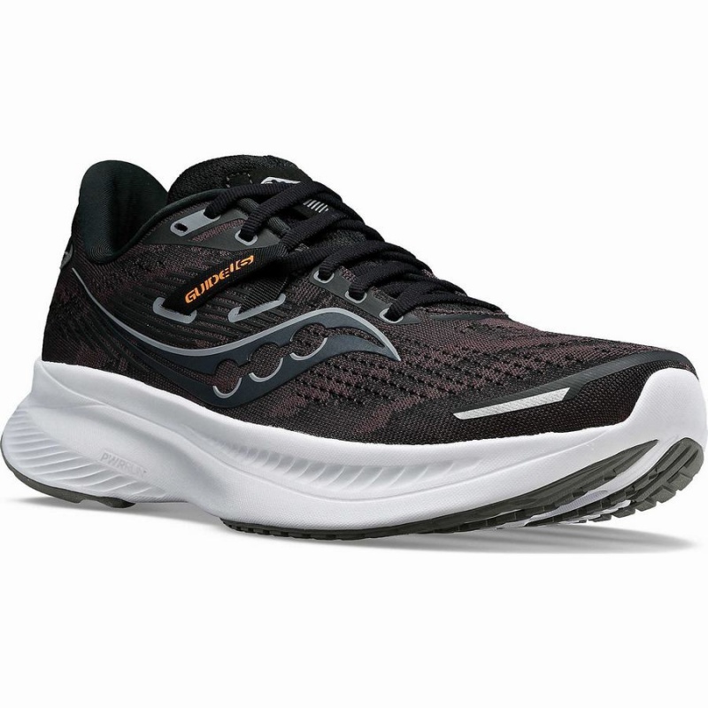 Men's Saucony Guide 16 Running Shoes Black / White | SG S05637-K46