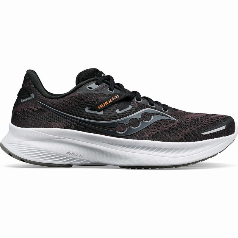 Men\'s Saucony Guide 16 Running Shoes Black / White | SG S05637-K46