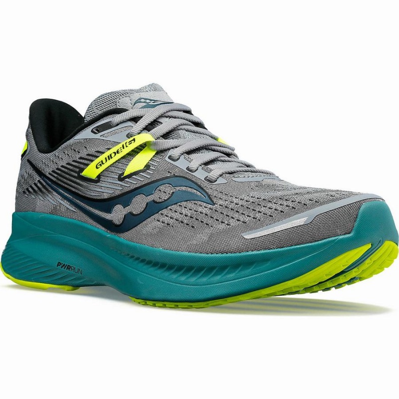 Men's Saucony Guide 16 Running Shoes Grey / Green | SG S71948-D08