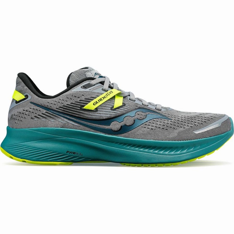 Men\'s Saucony Guide 16 Running Shoes Grey / Green | SG S71948-D08