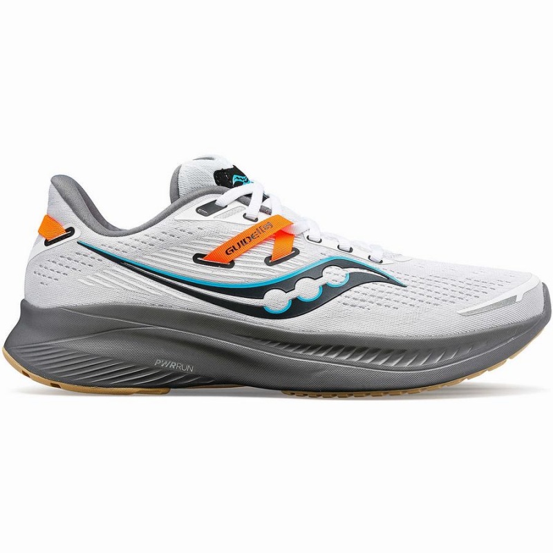 Men\'s Saucony Guide 16 Running Shoes White / Grey | SG S64215-N92