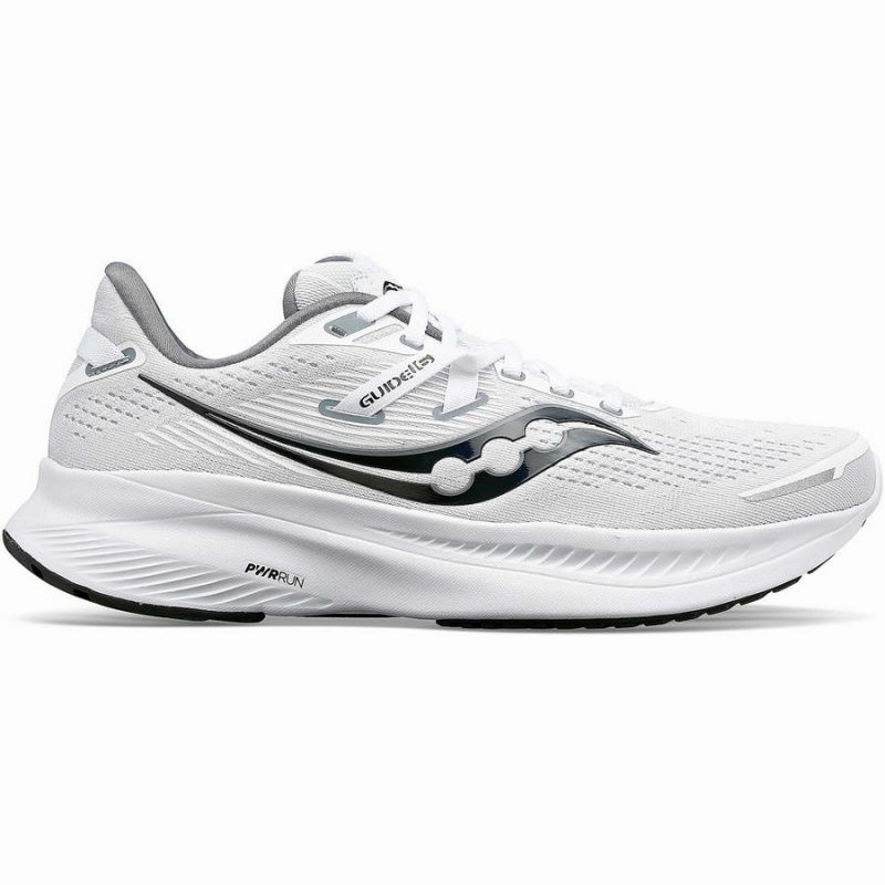 Men\'s Saucony Guide 16 Running Shoes White / Black | SG S80942-M16