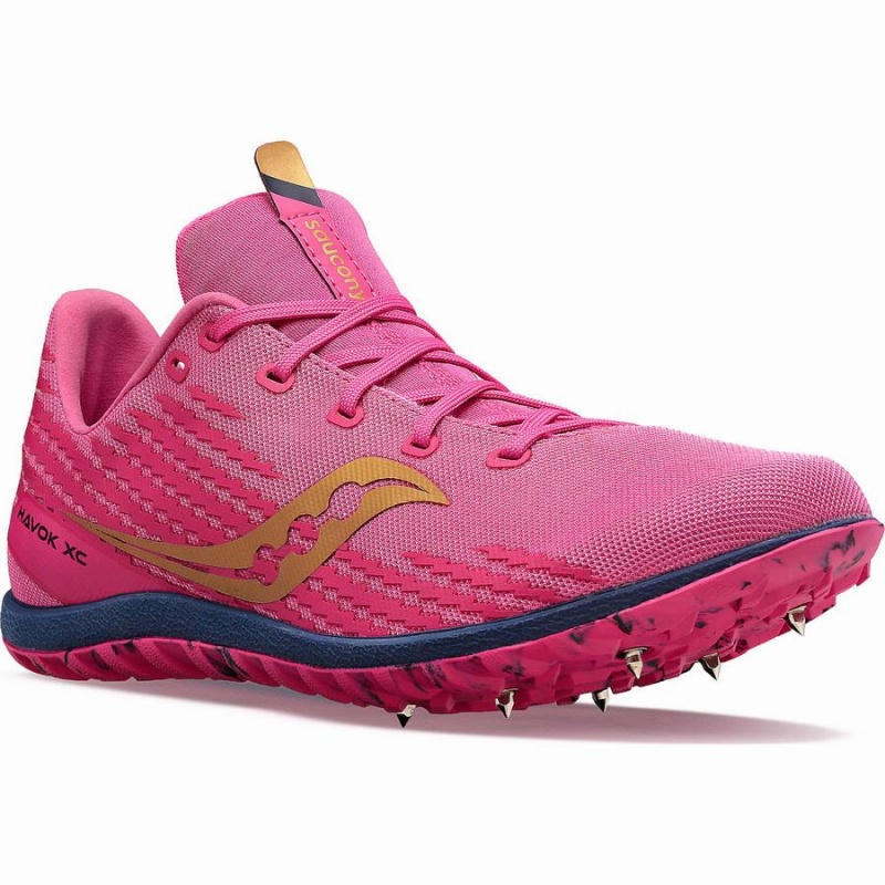 Men's Saucony Havok XC 3 Spike Track Spikes Pink / Navy | SG S47593-L94