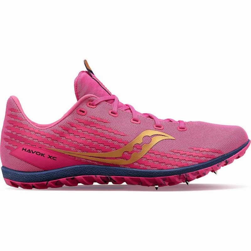 Men\'s Saucony Havok XC 3 Spike Track Spikes Pink / Navy | SG S47593-L94