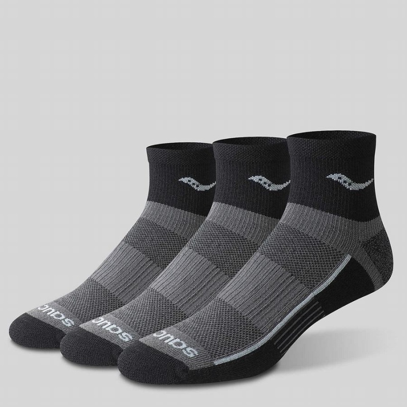 Men\'s Saucony Inferno Quarter 3-Pack Socks Black | SG S78924-T95