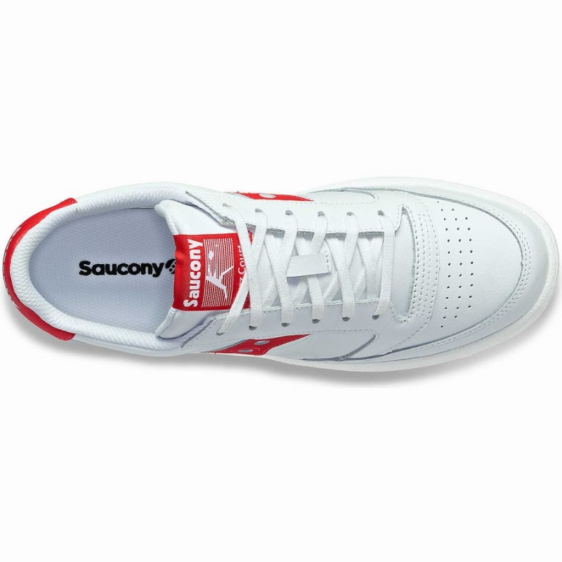 Men's Saucony Jazz Court PU Sneakers White / Red | SG S32608-Q86