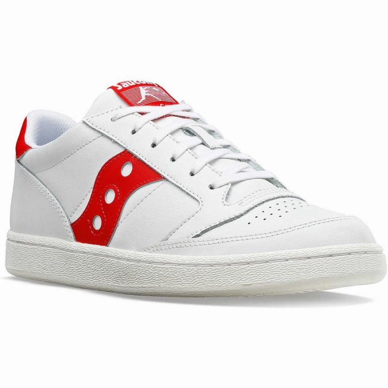 Men's Saucony Jazz Court PU Sneakers White / Red | SG S32608-Q86