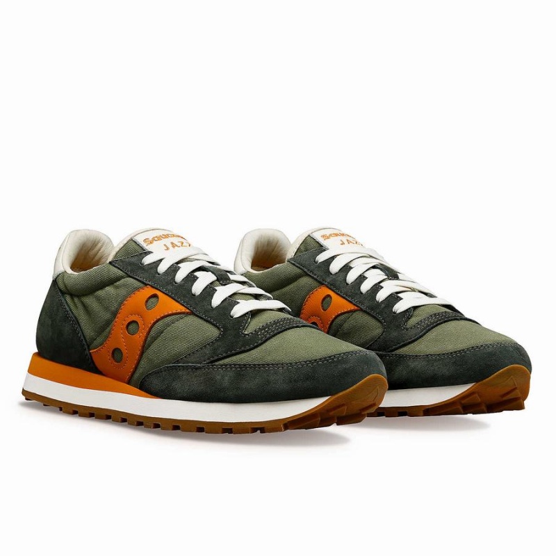 Men's Saucony Jazz Original Stonewash Sneakers Olive / Orange | SG S95648-R92