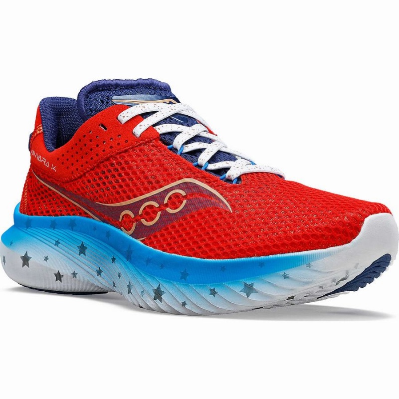 Men's Saucony Kinvara 14 Liberty Running Shoes Red / White / Blue | SG S43508-U92