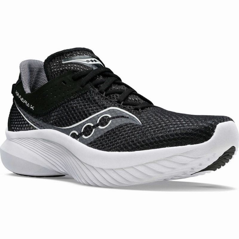 Men's Saucony Kinvara 14 Running Shoes Black / White | SG S50724-M70