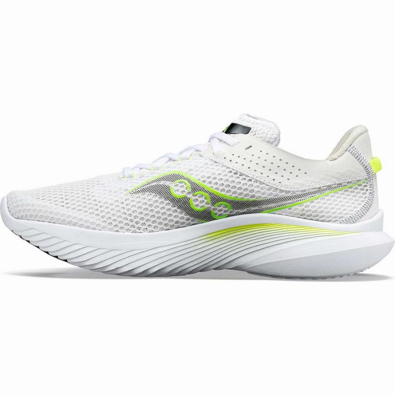 Men's Saucony Kinvara 14 Running Shoes White / Green | SG S81320-W01