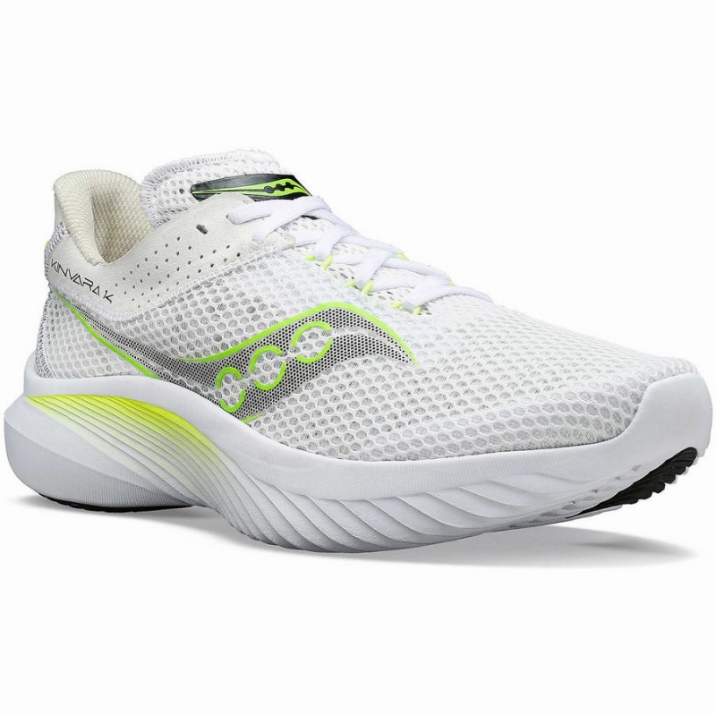 Men's Saucony Kinvara 14 Running Shoes White / Green | SG S81320-W01