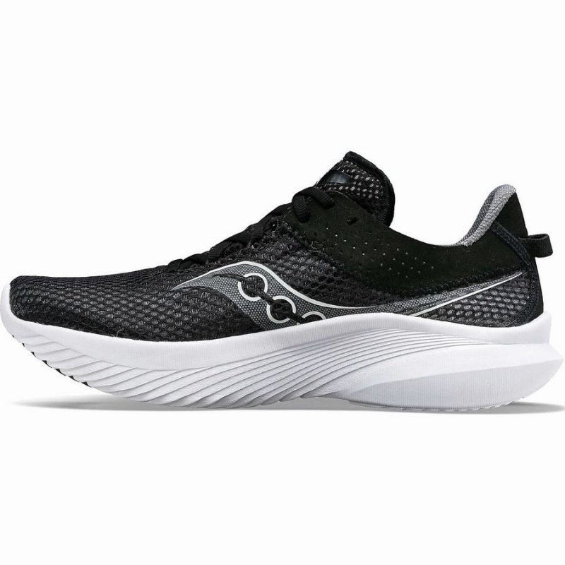 Men's Saucony Kinvara 14 Wide Running Shoes Black / White | SG S47108-M05