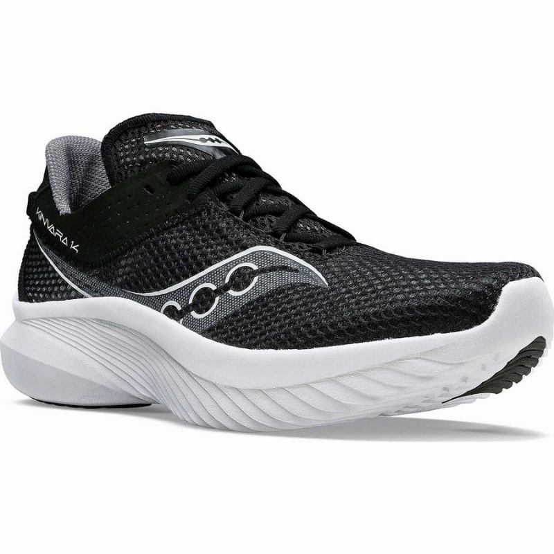 Men's Saucony Kinvara 14 Wide Running Shoes Black / White | SG S47108-M05