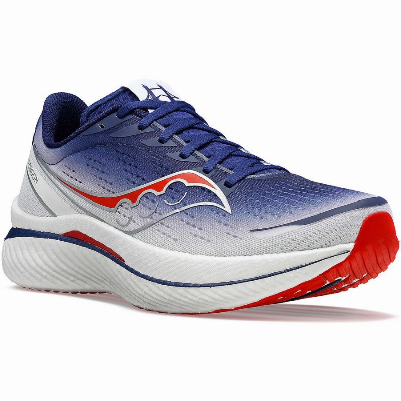 Men's Saucony London Endorphin Speed 3 Running Shoes Navy / White | SG S09847-H64