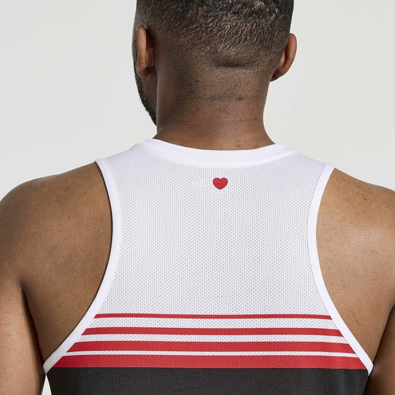 Men's Saucony NYC Stopwatch Singlet Tank Top White / Black | SG S15642-D75