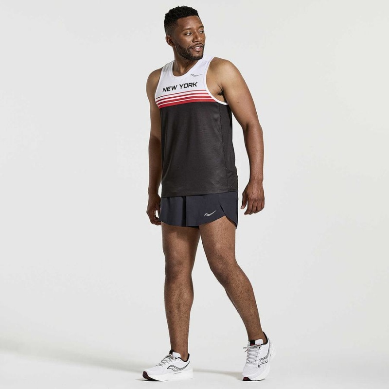 Men's Saucony NYC Stopwatch Singlet Tank Top White / Black | SG S15642-D75