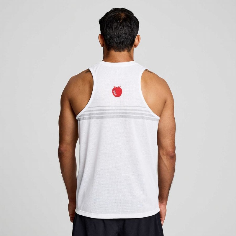 Men's Saucony New York Stopwatch Singlet Tank Top White | SG S68930-K65