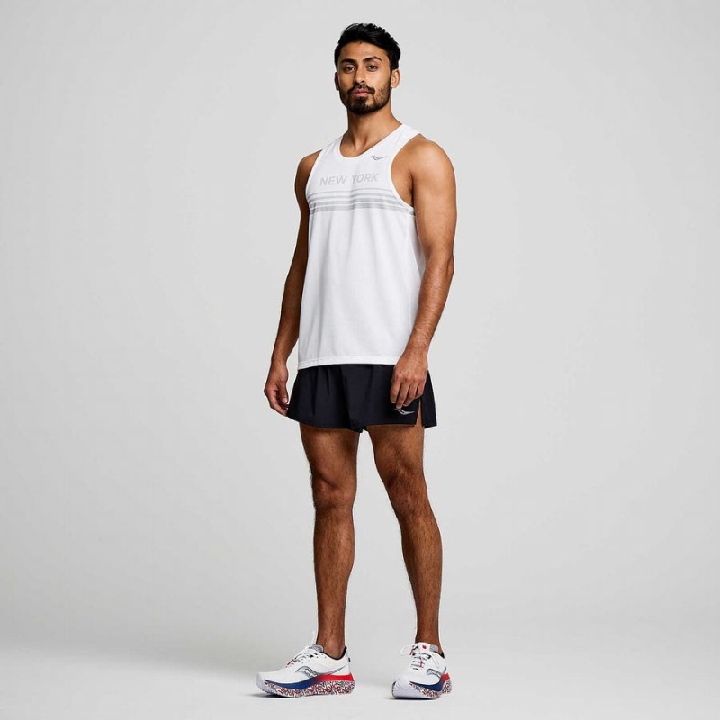 Men's Saucony New York Stopwatch Singlet Tank Top White | SG S68930-K65