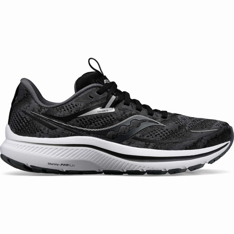 Men\'s Saucony Omni 21 Running Shoes Black / White | SG S20783-Q57