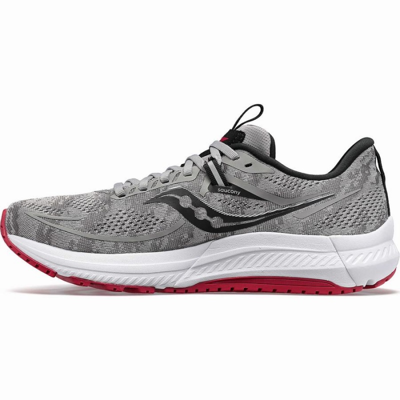 Men's Saucony Omni 21 Wide Running Shoes Grey / Dark Red | SG S04687-R13