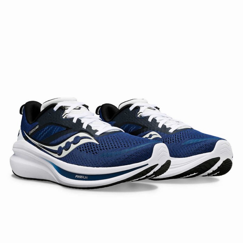 Men's Saucony Omni 22 Wide Running Shoes Bule / White | SG S40362-P90