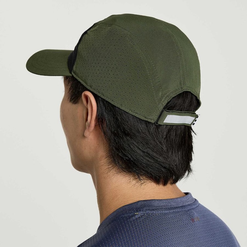 Men's Saucony Outpace Hats Dark Green | SG S32579-P58