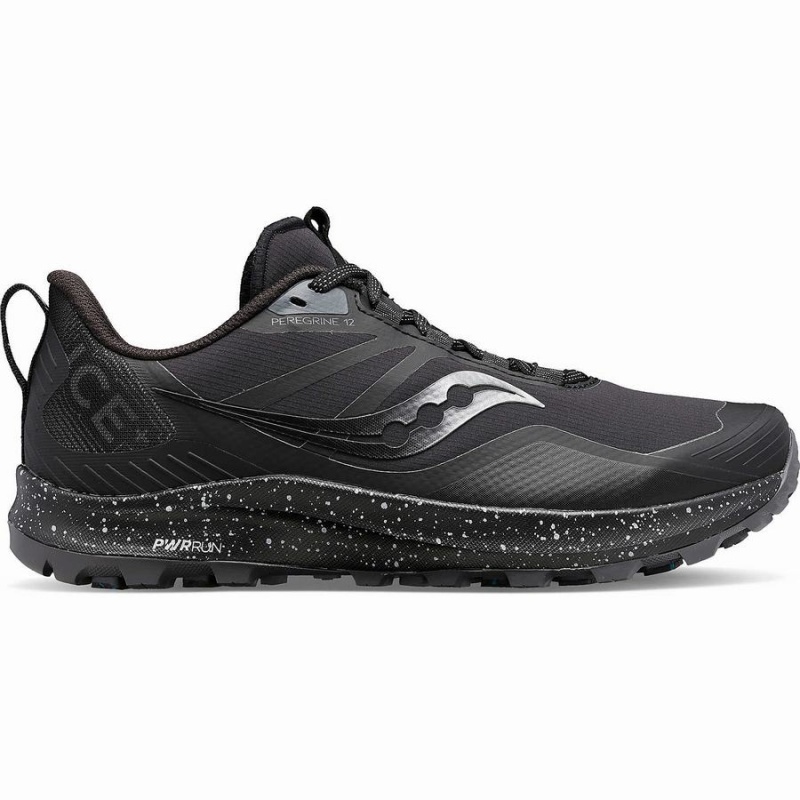 Men\'s Saucony Peregrine ICE+ 3 Running Shoes Black / Grey | SG S28340-P98