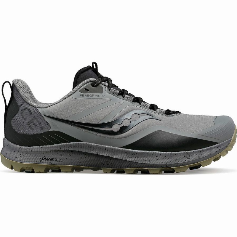 Men\'s Saucony Peregrine ICE+ 3 Running Shoes Grey / Black | SG S43105-Z09