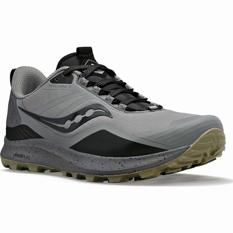 Men's Saucony Peregrine ICE+ 3 Trail Running Shoes Grey / Black | SG S25034-H14