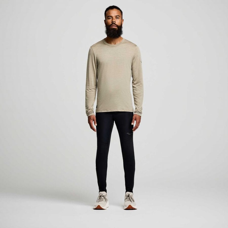 Men's Saucony Peregrine Merino Long Sleeve T Shirts Coffee | SG S59217-G48