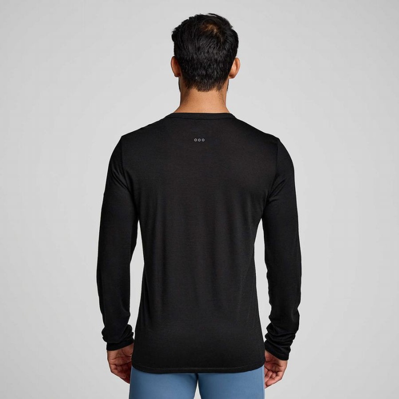 Men's Saucony Peregrine Merino Long Sleeve T Shirts Black | SG S84962-H17