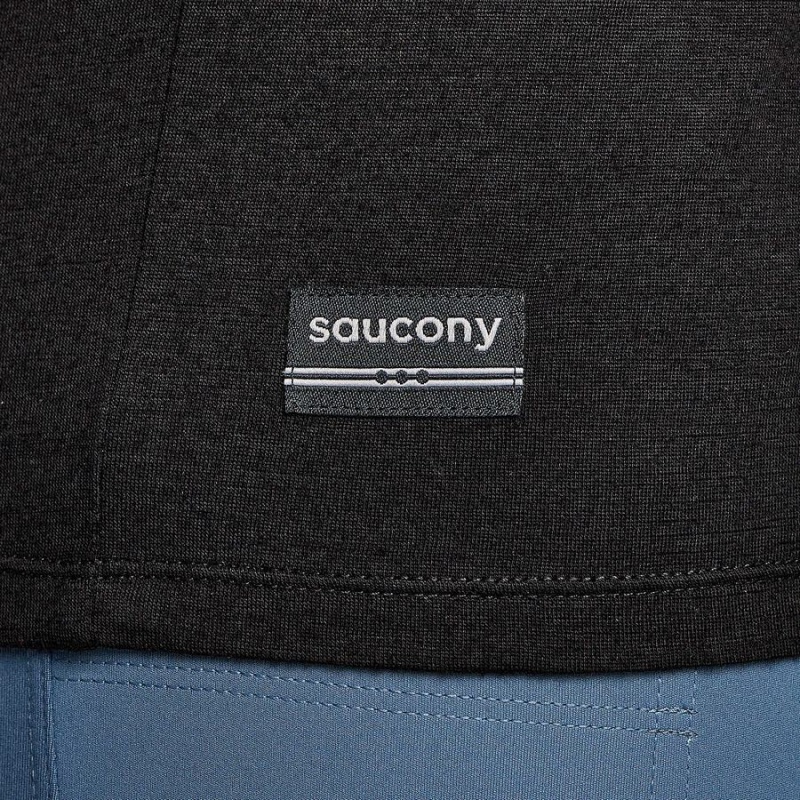 Men's Saucony Peregrine Merino Long Sleeve T Shirts Black | SG S84962-H17