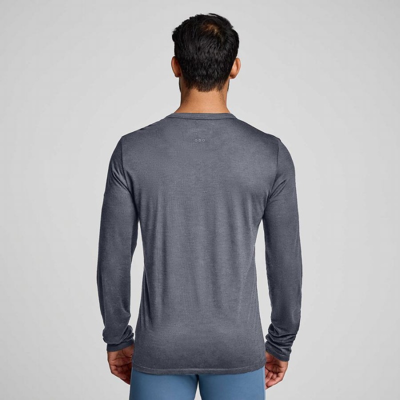 Men's Saucony Peregrine Merino Long Sleeve T Shirts Blue | SG S62470-J42