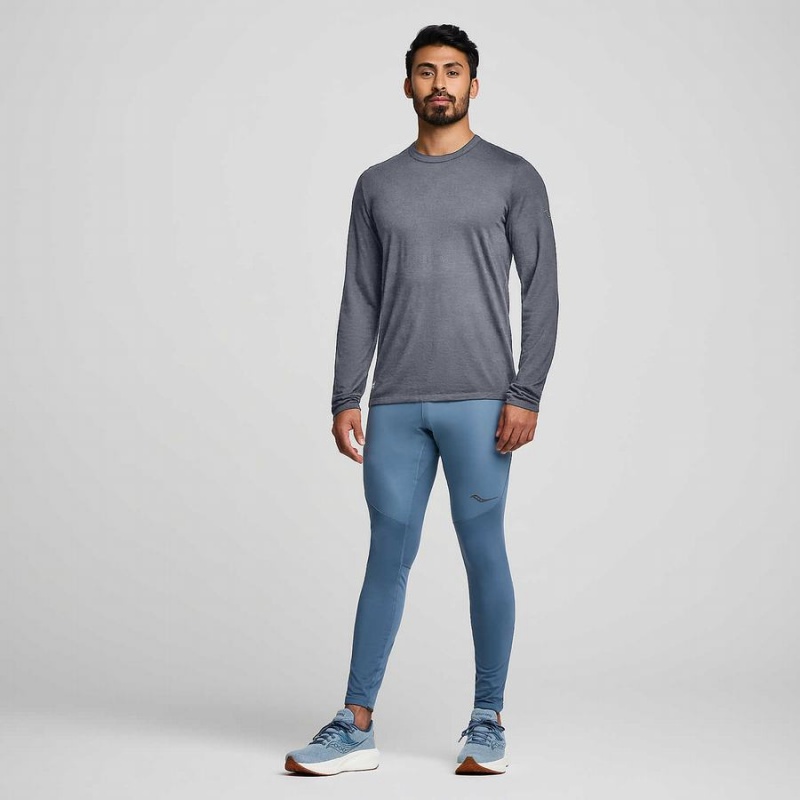 Men's Saucony Peregrine Merino Long Sleeve T Shirts Blue | SG S62470-J42