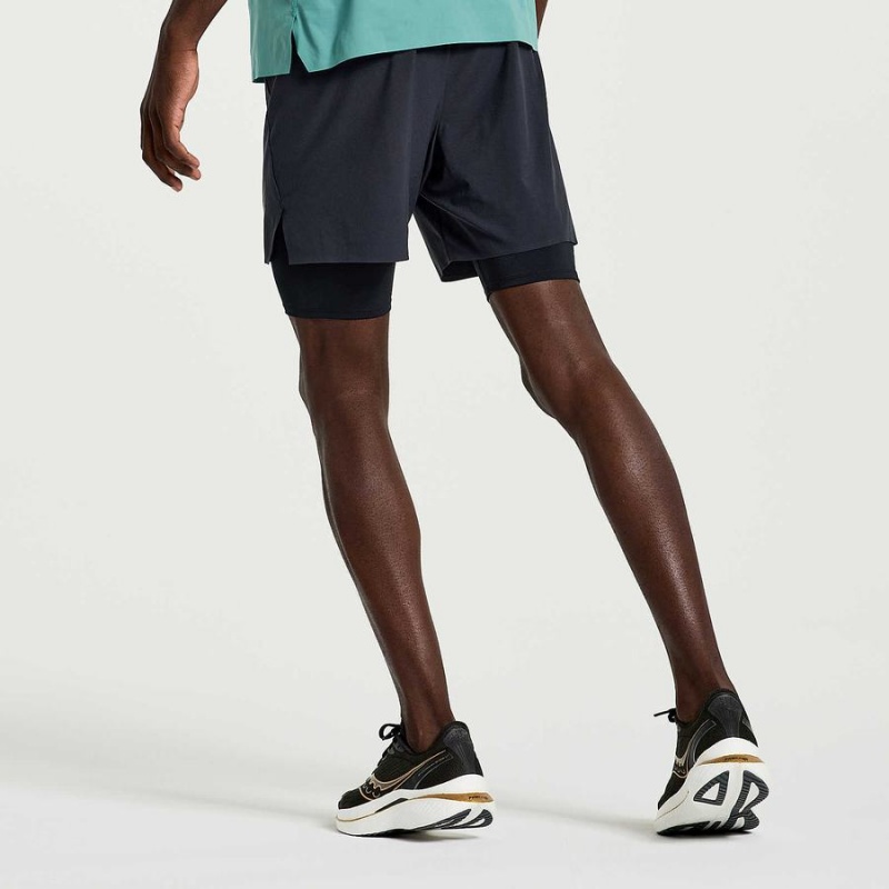 Men's Saucony Pinnacle 2-in-1 Shorts Black | SG S46793-X56