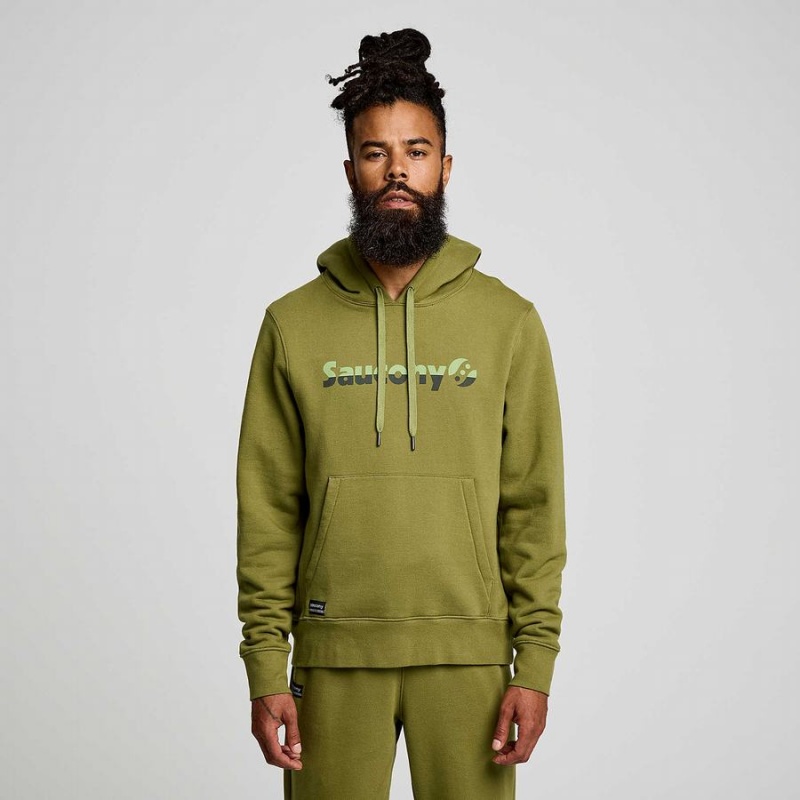 Men's Saucony Recovery Hoody Hoodie Khaki | SG S14853-D13