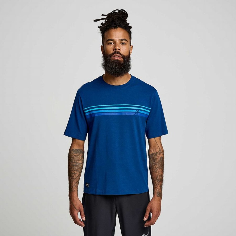 Men's Saucony Recovery Short Sleeve T Shirts Indigo | SG S90836-M25