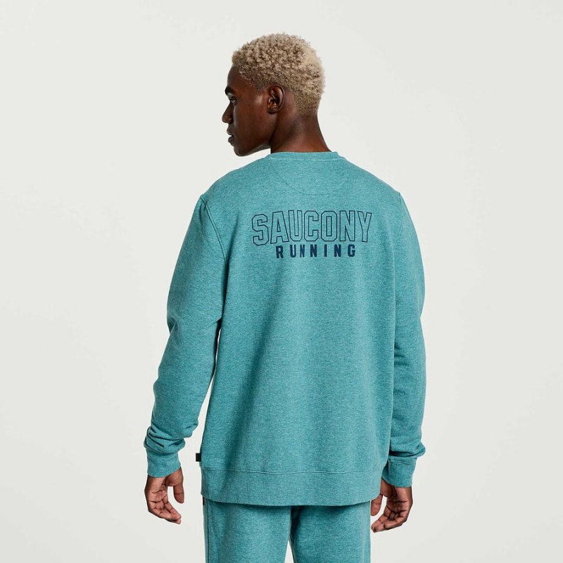 Men's Saucony Rested Crewneck Sweatshirt Turquoise | SG S25073-V64