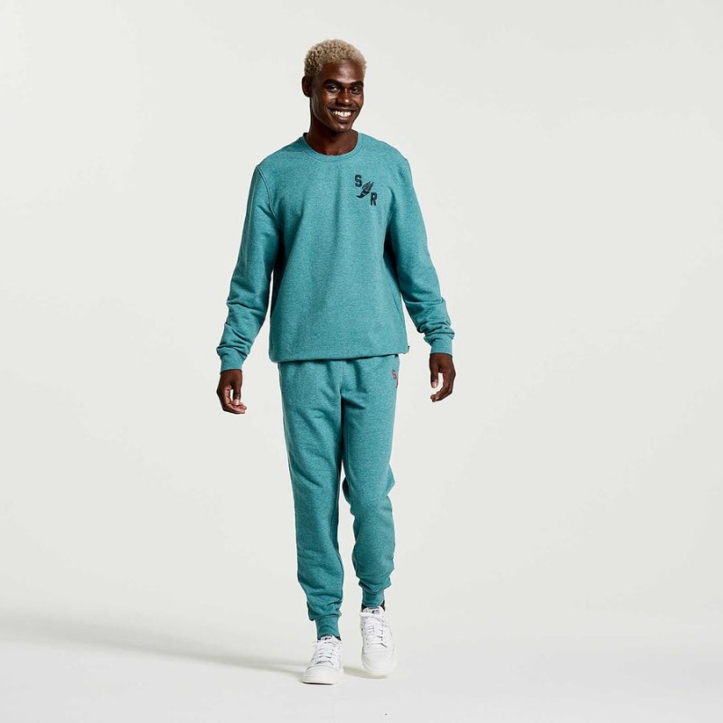 Men's Saucony Rested Crewneck Sweatshirt Turquoise | SG S25073-V64