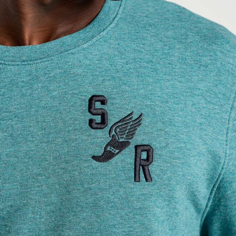 Men's Saucony Rested Crewneck Sweatshirt Turquoise | SG S25073-V64