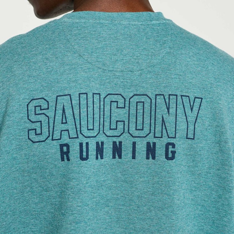 Men's Saucony Rested Crewneck Sweatshirt Turquoise | SG S25073-V64