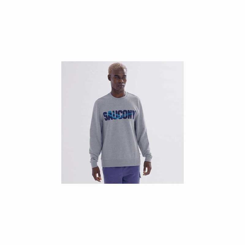 Men's Saucony Rested Crewneck Sweatshirt Light Grey | SG S20896-B48