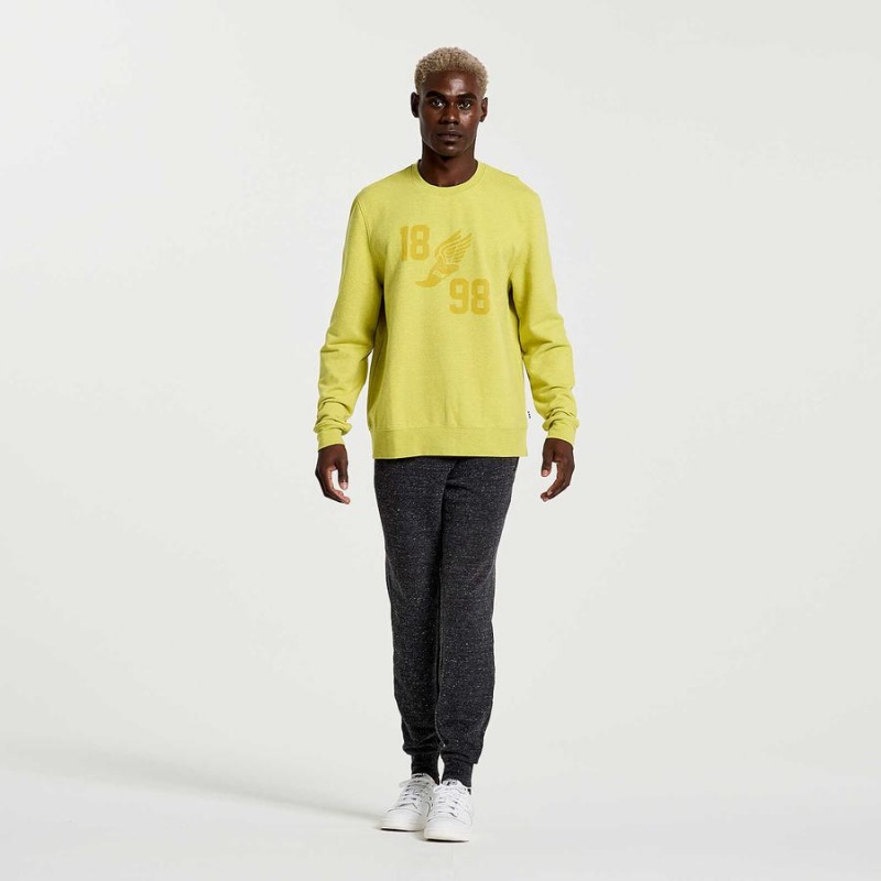 Men's Saucony Rested Crewneck Sweatshirt Yellow | SG S70328-N83